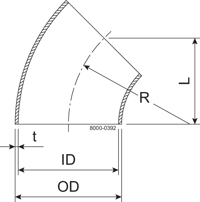 BEND 45 BS DN150 HSF3 1.4307